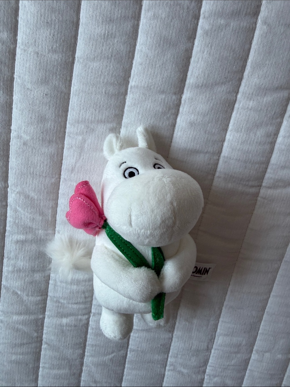 White Plush Hippo Toy with Pink Flower - Kids Accessory